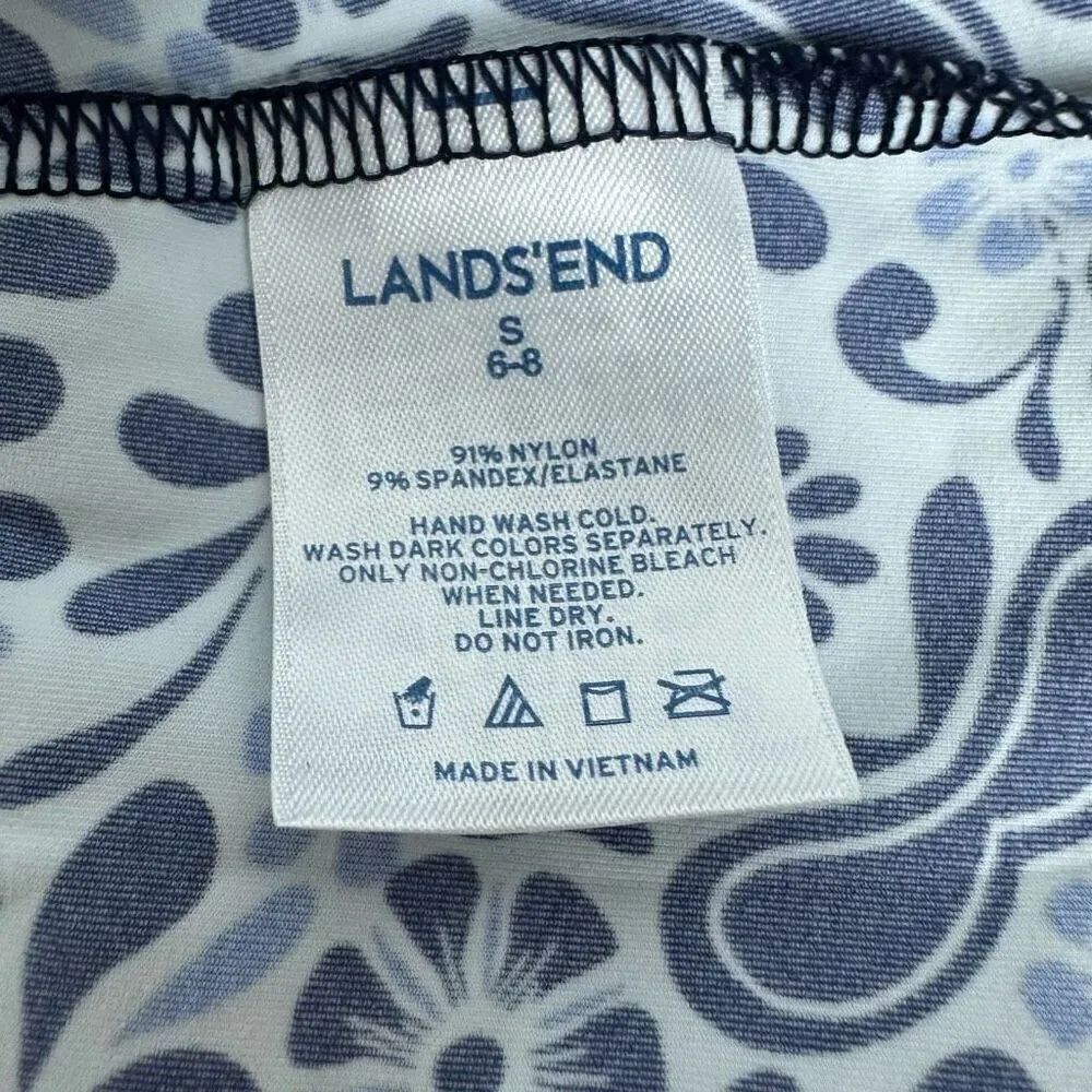 Lands' End Long Sleeve Swim Rash Guard Deep Sea Mixed Medallion size Small - Picture 5 of 7